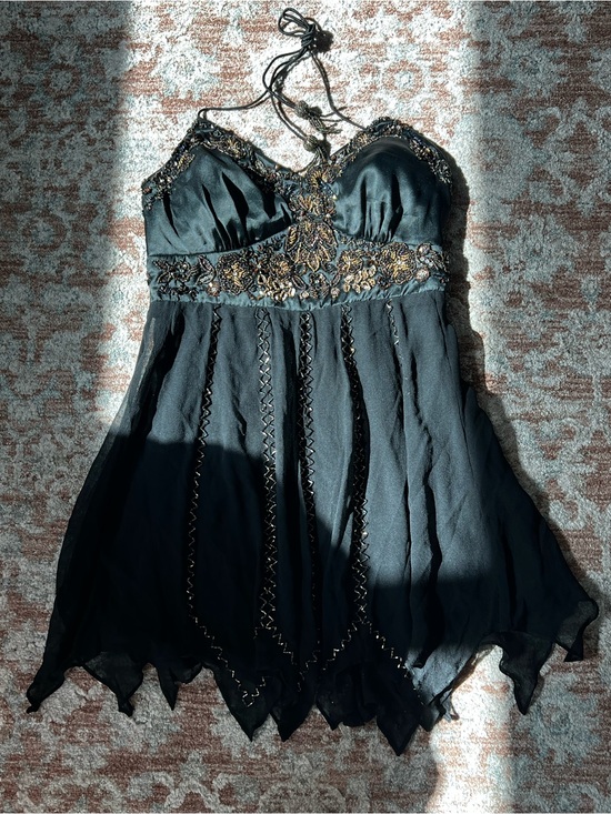 Mandalay Tops - Mr K 100% Silk Beaded Halter Fairy Tank